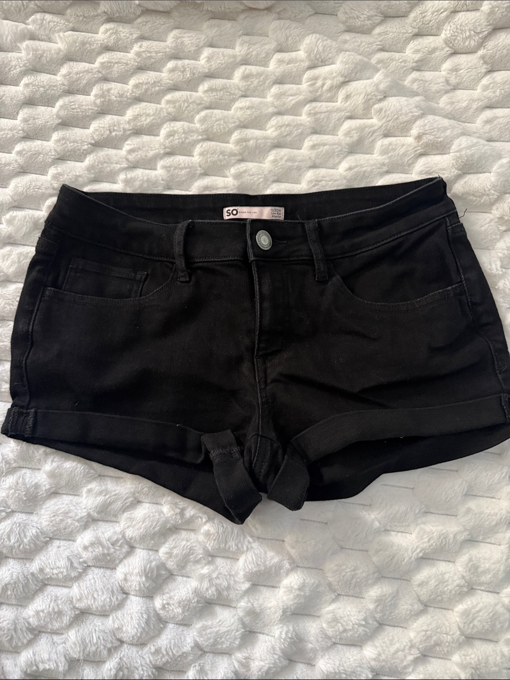 SO Black Cuffed Denim Short Shorts
